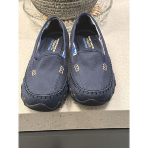 Skechers Bike Motoring Women Blue Memory Foam Comfort Loafers Size 9.5